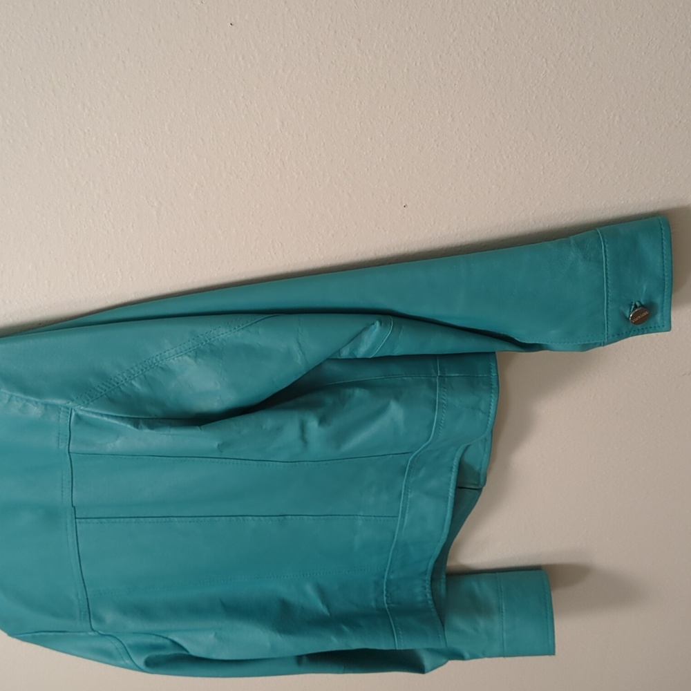 Bernado Electric Blue Leather Jacket - Silver Hardware - Cropped - Full Zip - S - Picture 8 of 15